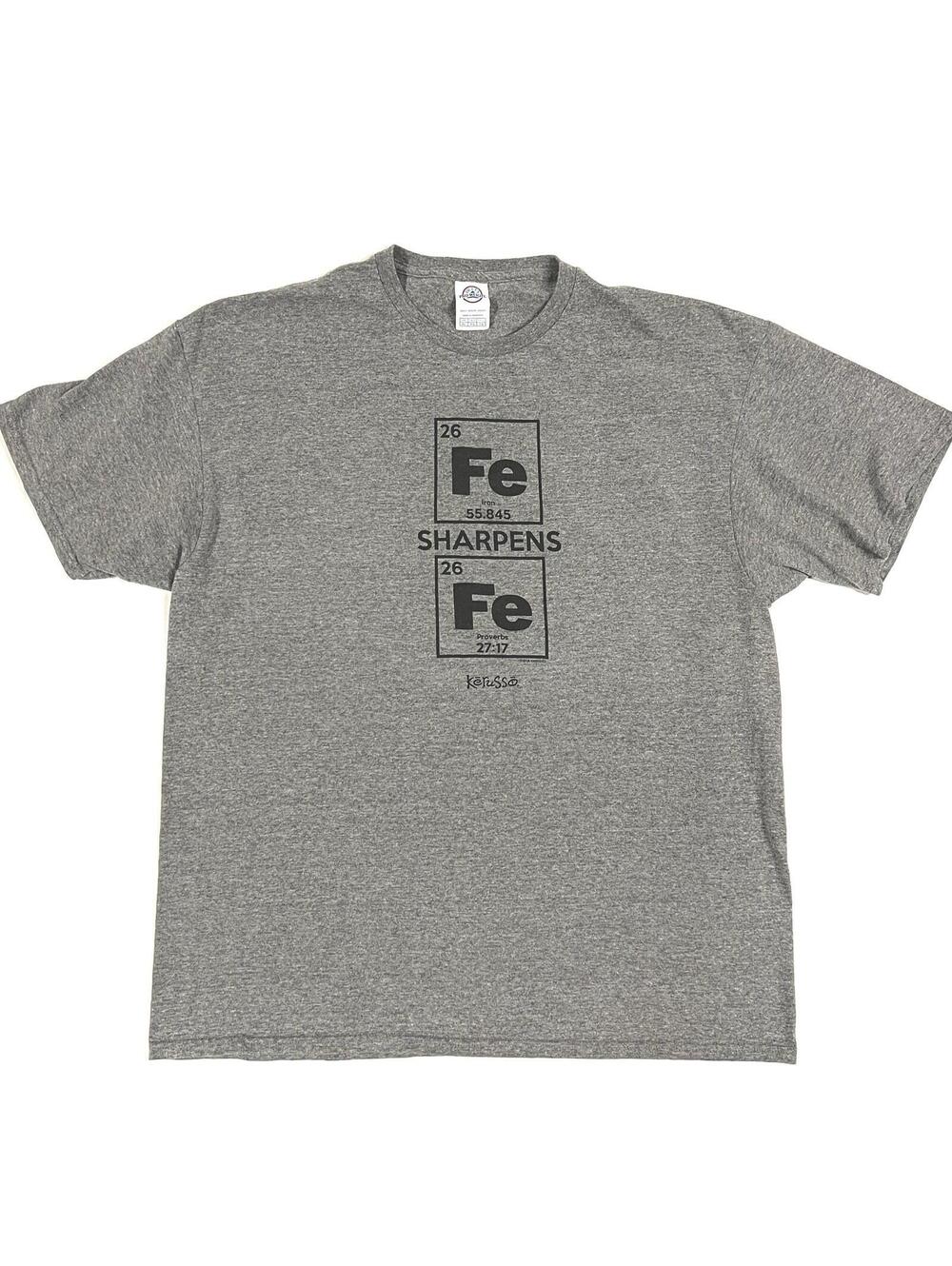 Kerusso T Shirt Sz XL Iron Sharpens Iron FE Periodic Table Parody Jesus Tee